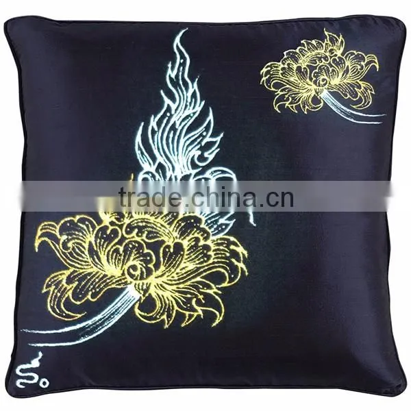 RARE Pillow Case Cushion Covers Silk Art Fabric Painting THAILAND FLOWERS