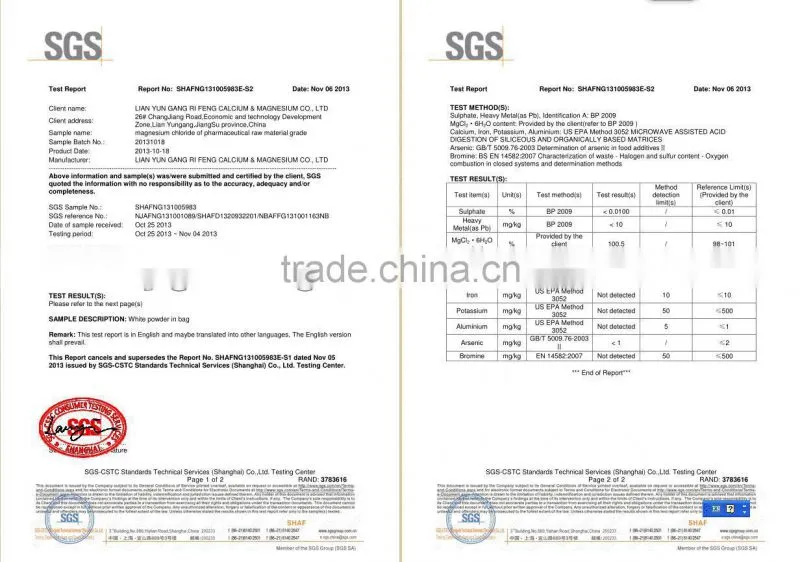 Manufacturer Factory price 98% Magnesium Chloride Mgcl2 white flak, High purity Magnesium Chloride Inorganic Salt