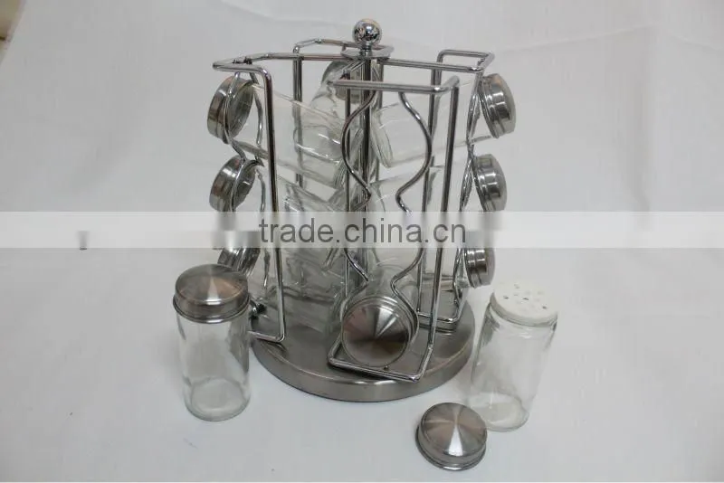 revolving stainless steel spice set with 12pcs bottles