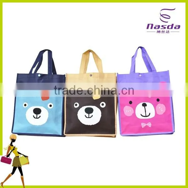 lovely animal high quality nonwoven tote bag with buttom