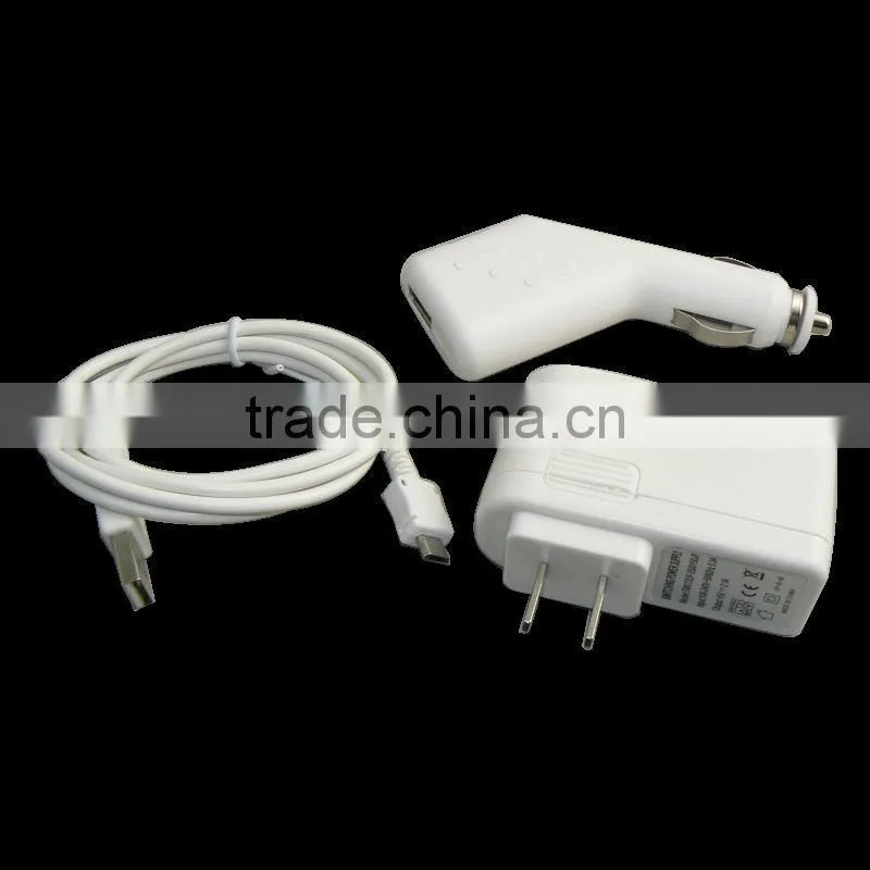 3 in 1 micro usb cable +car charger+wall travel adapter for samsung HTC balckberry universal samrt phone