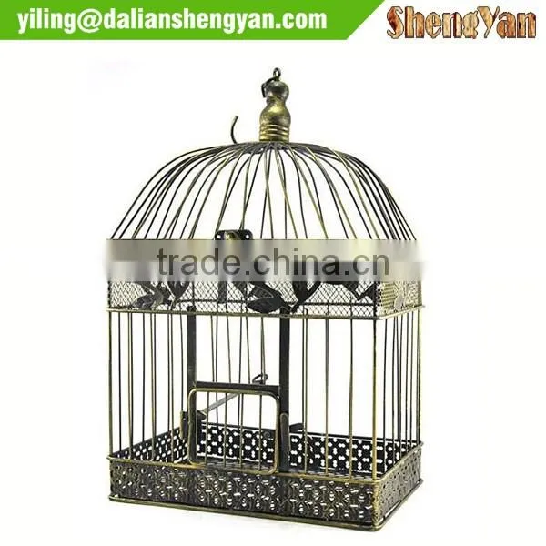 Rectangular square metal hanging and standing bird cage