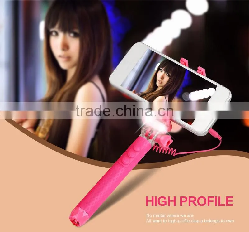 Hot sale high quality mobile phone flash light,mini selfie stick with LED light