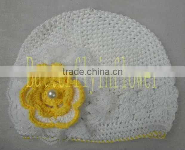 Soft Baby Winter Flower Hats crochet beanie hats with flower no moq
