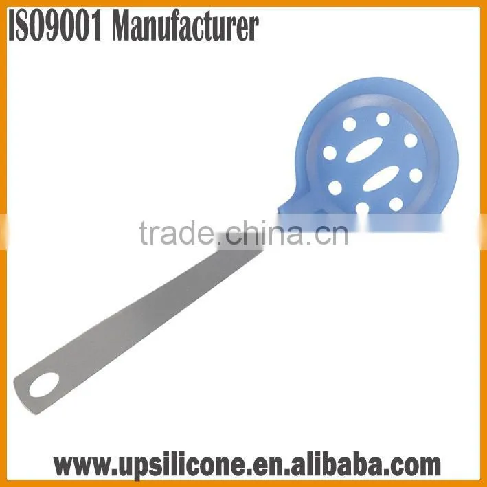 silicone draining spoon with stainless steel handle