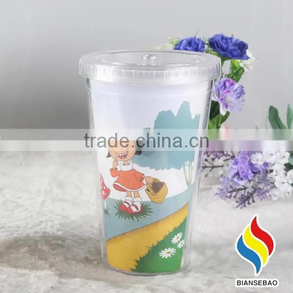 with paper insert Custom double wall plastic color change tumbler