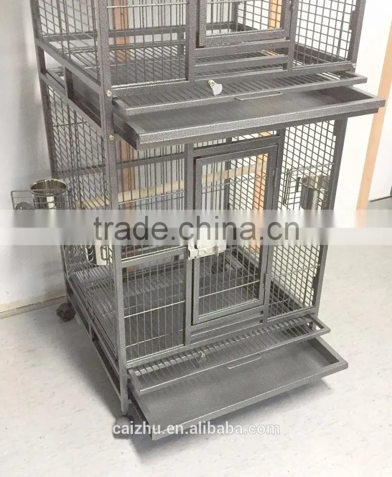 190cm Twin Double Parrot Aviary Bird Cage With Play Roof Top Ladder