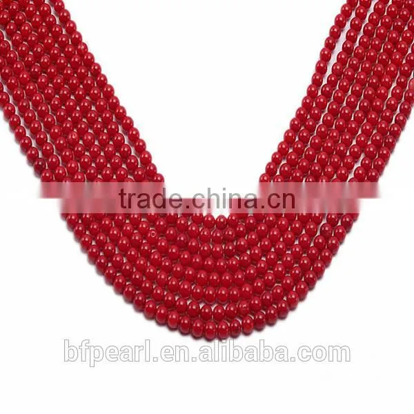 5mm Round Red Coral Beads Loose String