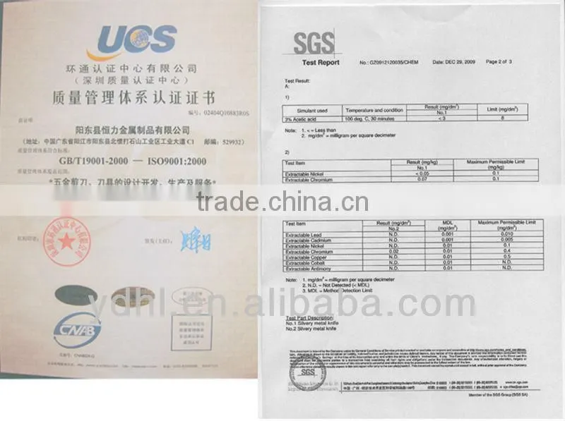 stainless steel chefs quality brand knife