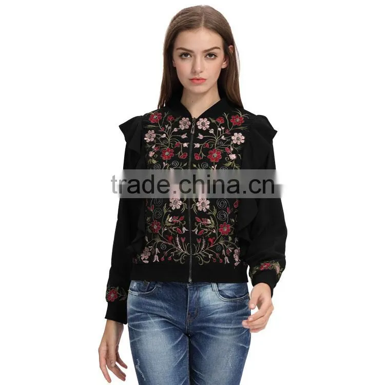 Latest fashion custom women bomber flower jacket