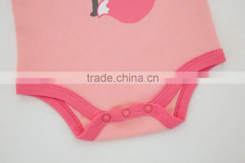 Fashion Fox Style Girl Rompers Short Sleeve 100% Cotton Newborn Baby Clothes Wholesale