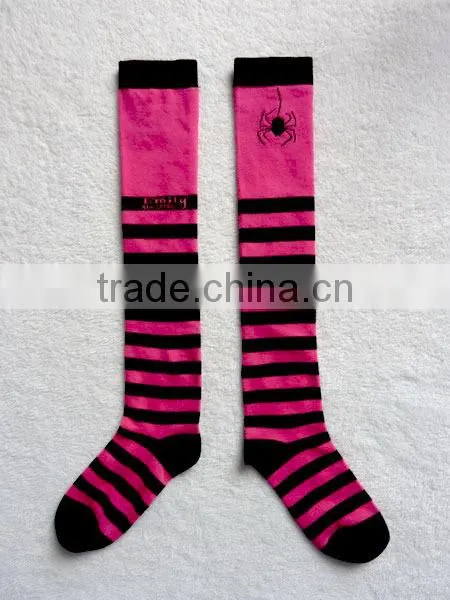 comfortable soft striped lady knee high socks
