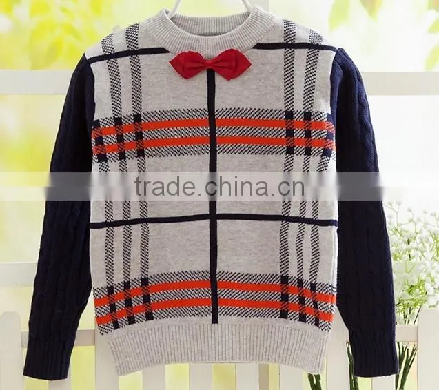 european western style cool tartan plaid woolen sweater for kids