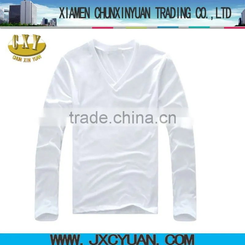 high quality blank t shirts cotton spandex v-neck different colors