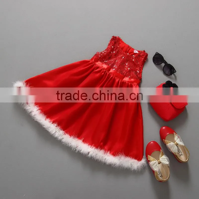 Wholesale Fall New Arrival Sequined Sleeveless Baby Girl Christmas Princess Dress