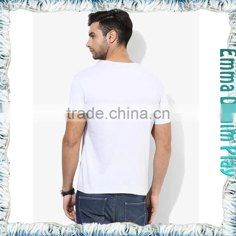 Basic Style Soft Pure White V Neck T-Shirt for Men