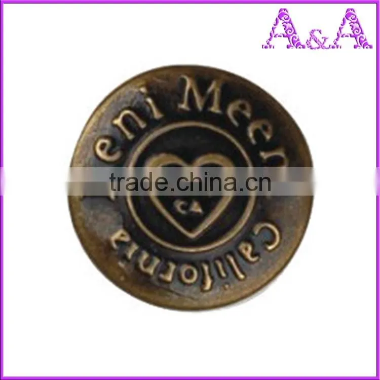 20mm Flat design brass jeans buttons in high quality for Pakistan market