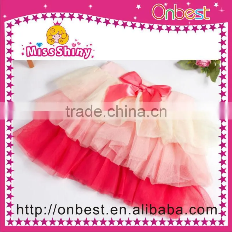 Hot selling beautiful pink bow cake/ ballet /petty skirt/ tutu /dress 3 layer color wholesale.