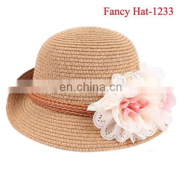 Cheap Wholesale Custom Lady Church hat straw Hat