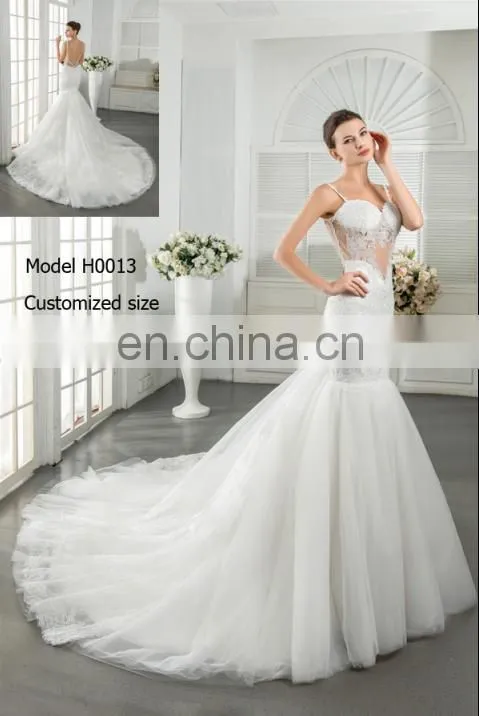 white gown Mermaid Sexy Applique Mermaid wedding dress bridal gown evening dress