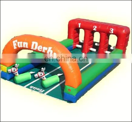 High quality 3 Lane inflatable horse racing,Outdoor sport games inflatable fun derby for kids