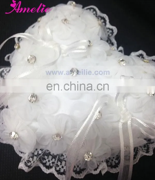 Crystal Flower Heart Shape Wedding Ring Pillows