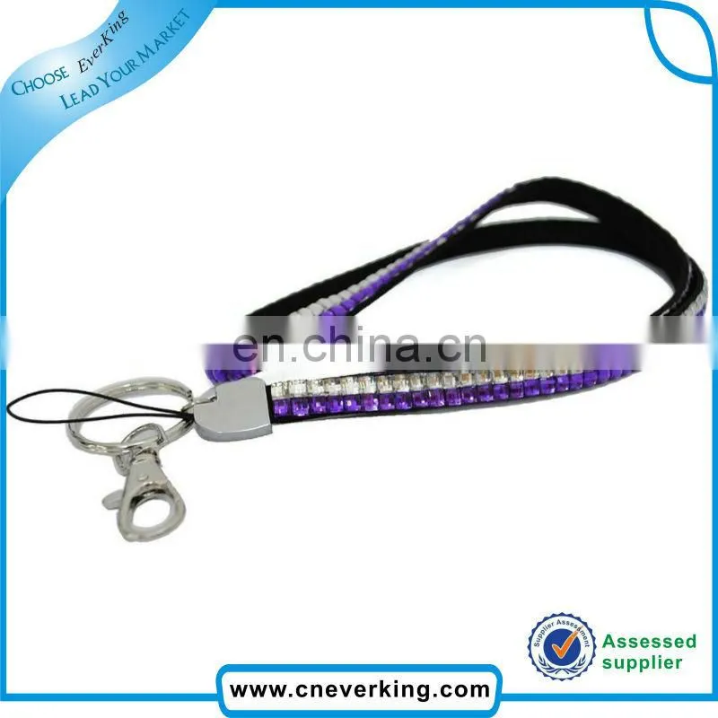 Fasion red blue and white crystal rhinestone lanyard