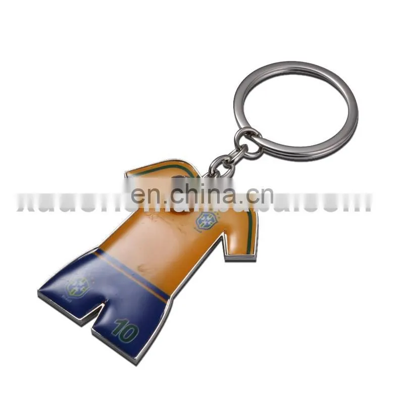 Promotion Custom Sportwear Shaped football tshirt metal epoxy printing Keychain