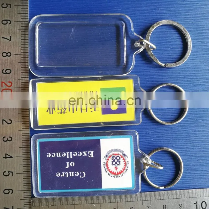 High Quality photo insert clear acrylic keychain blank