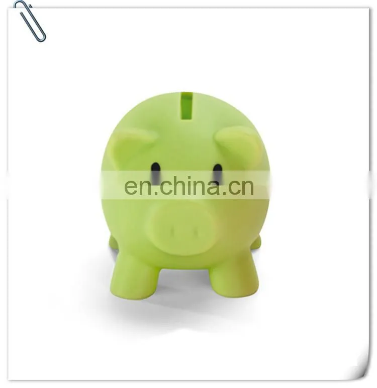 piggy shaped plastic pvc coin bank and money box coin can with bottom lid