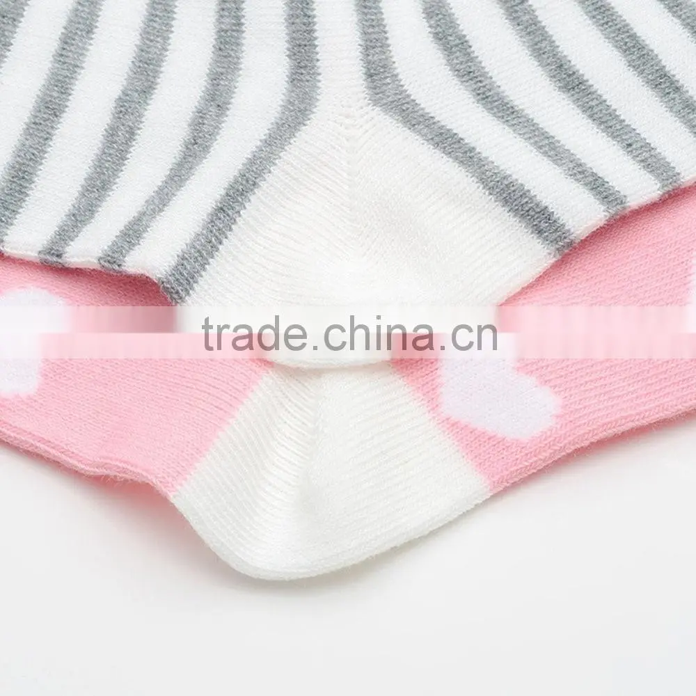 High quality 2016 Japan Korea hot pink heart pattern cotton women socks