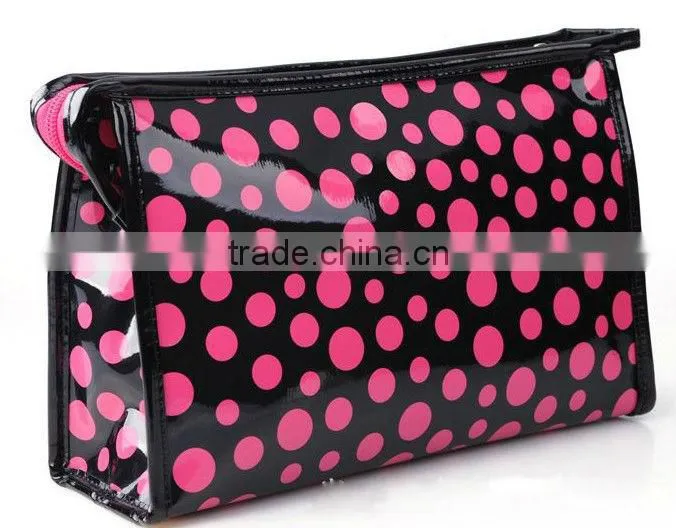 2014 soft environmental polka dots Korean waterproof PU cosmetic bag