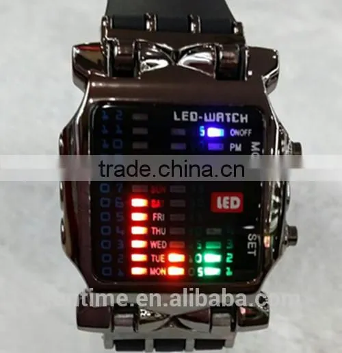 Hot New Products For 2014 Men's LED Lattice Display Black Rubber Band Wrist Watch