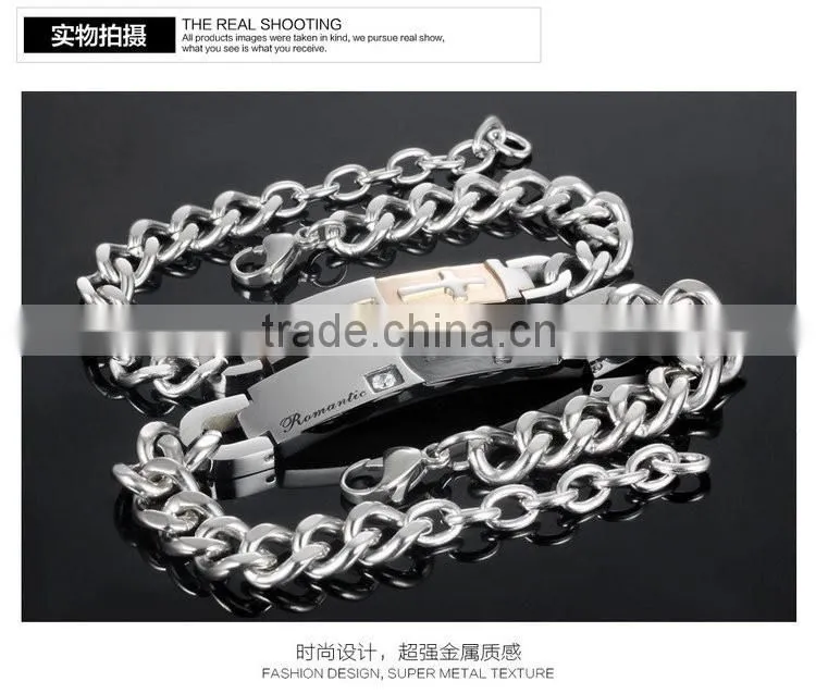 Titanium steel couple bangles fastness Retro classic cross bracelet popular valentine's day gifts