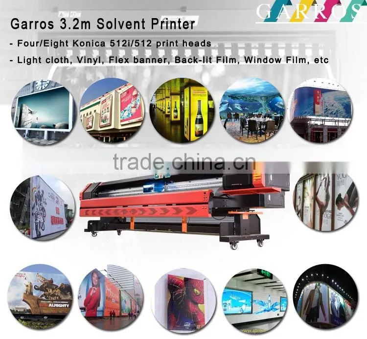 3.2m Konica Solvent Ink Printer ( 240 sqm /h)Garros KM512i With KM-512iLNB-30PL Heads