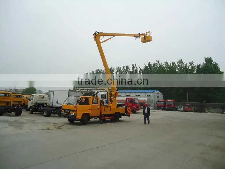 hydraulically operated elevating platform mounted truck