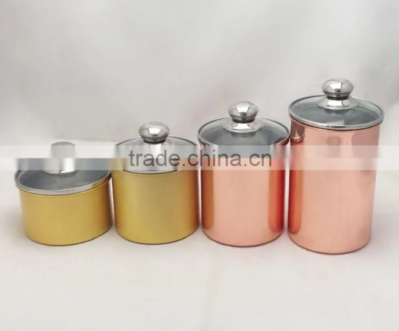 4-Piece canister sets with copper plated color