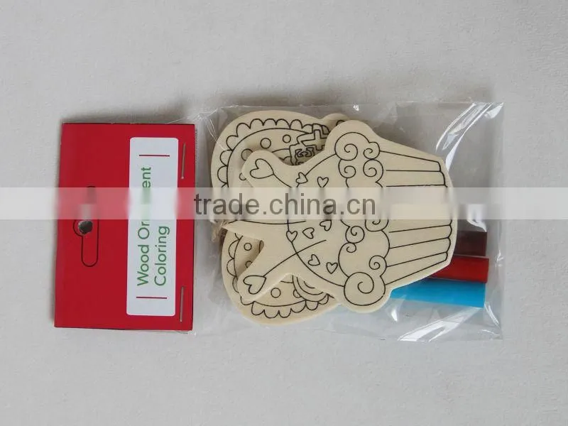 wood ornament coloring kit kids educational diy wooden colorful toys, ocean design color your own wooden stand set