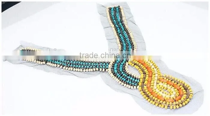 Garment shop interior design Collars,Fashion OEM/ODM Europe Style Wood Bead Handmade Net Cloth False Collar
