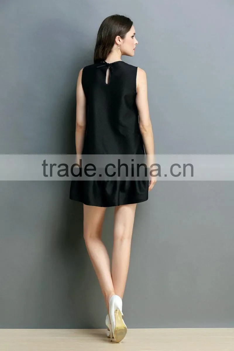 2014 Beautiful latest dress designs black Shift Dress can OEM