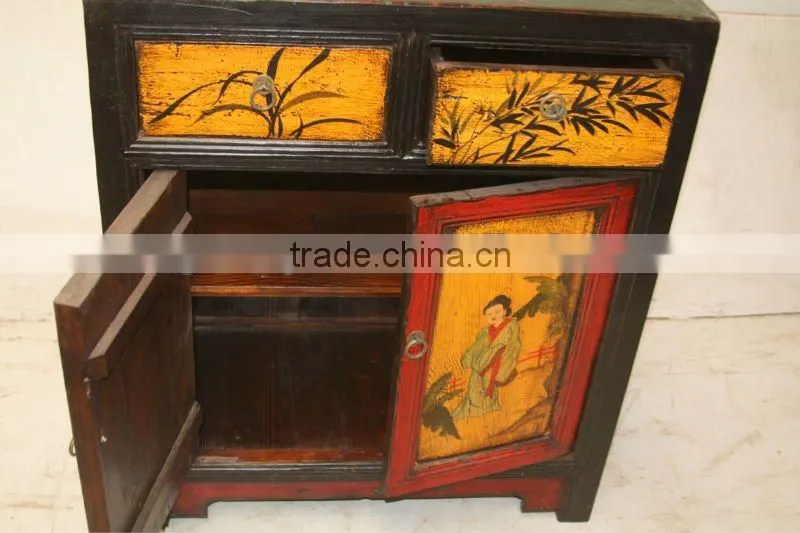 antique Chinese hand painted night stand