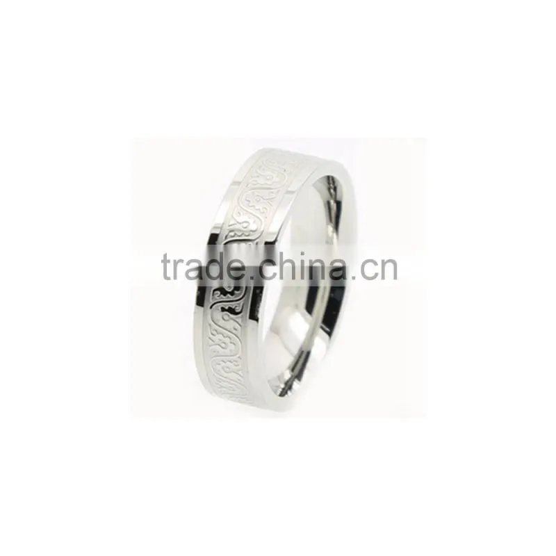 Artificial Latest Smart Wholesale Etched Men Stainless Steel Ring