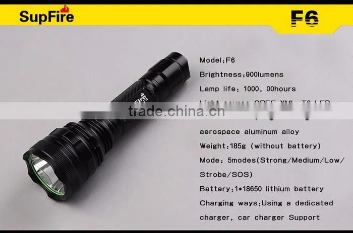 Supfire F6 Rechargeable Flashlight Strong Brightness Camping Led Totch