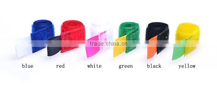 Colorful adjustable hook and loop wire cable tie with label tag
