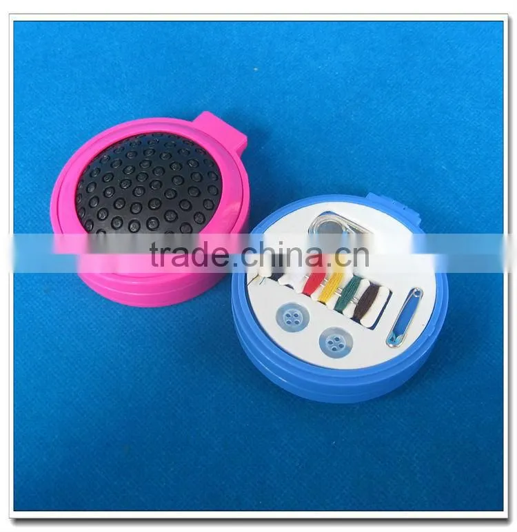 Plastic hair brush with sewing kits and mirror