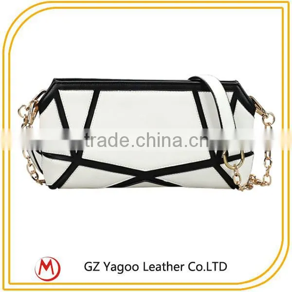Casual Patchwork Handbag Clutch Lady Bag with Metal Strap
