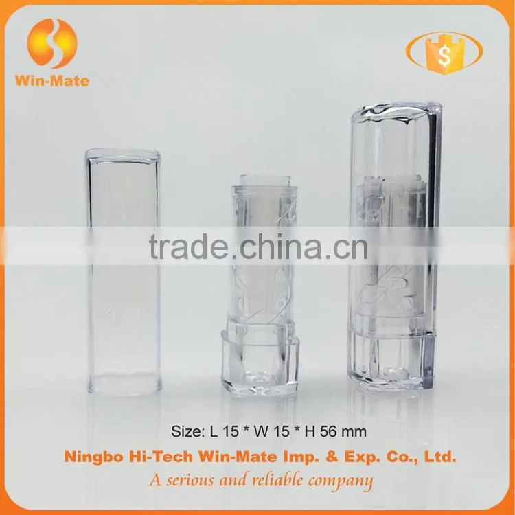Hot sale ! 5.4g square cap plastic transparent lipstick tube packaging
