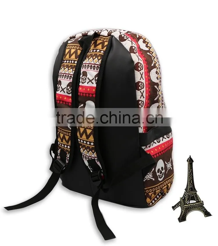Fashion national characteristic PU leather outdoor camping backpack bag