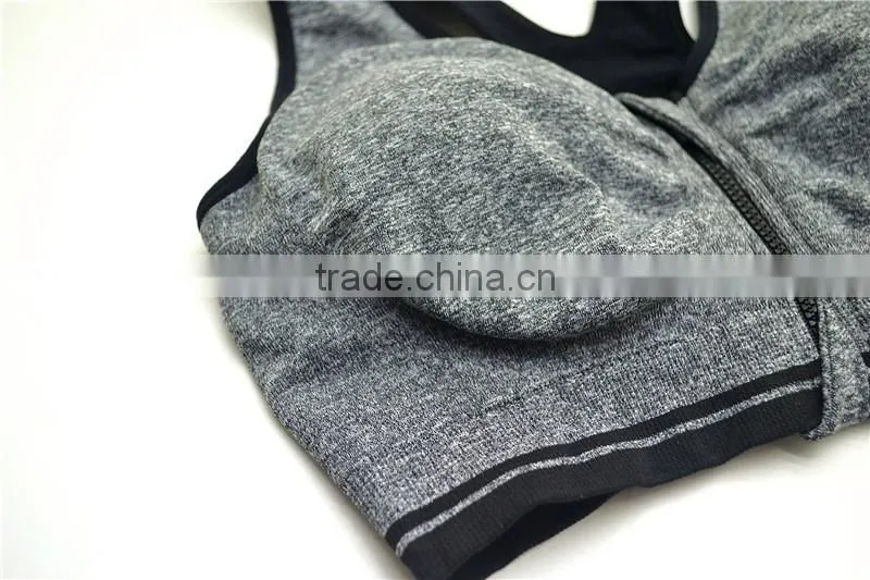 Fitness ladies H-shaped sports zipper bra underwear wholesale