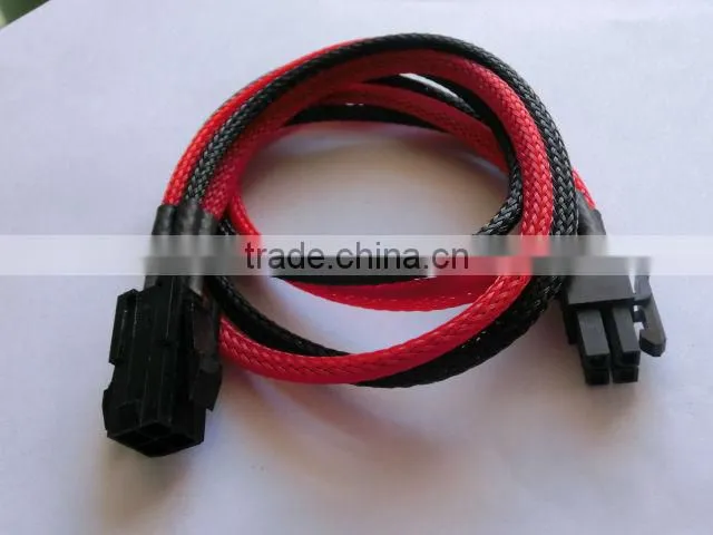 ATX 4M to 4F power cable with sleeving,40cm,27.4g,black and and red sleeving